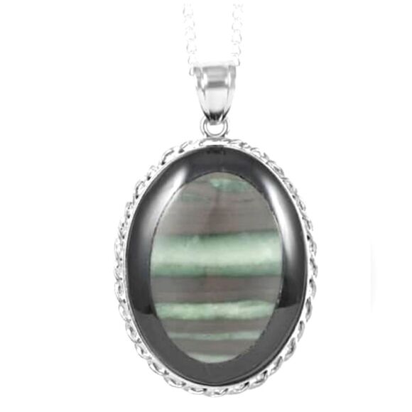 Green Zebra Jasper Pendant Necklace - Picture 1 of 15